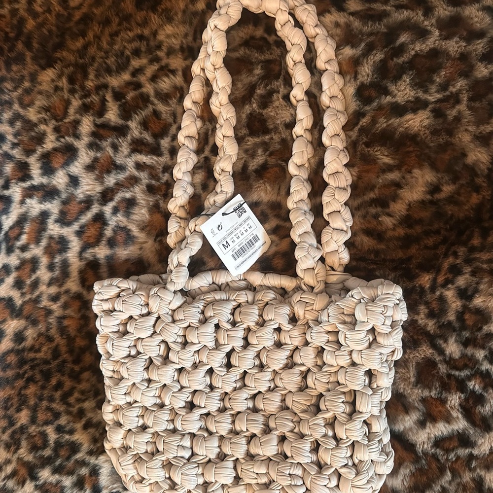 Zara Woven Beige Tote Bag